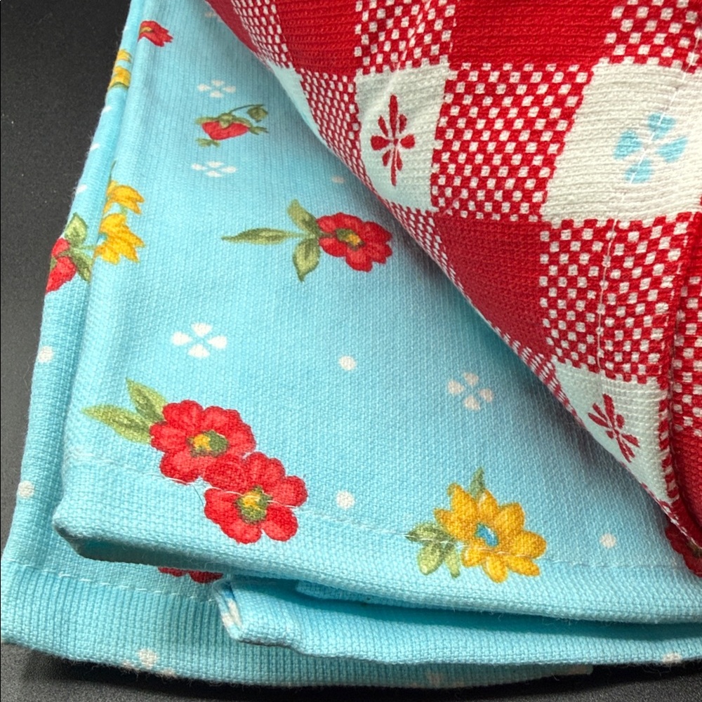 The Pioneer Woman Sweet Rose Kitchen Towels - Red, Yellow, Blue Floral - Picture 6 of 9